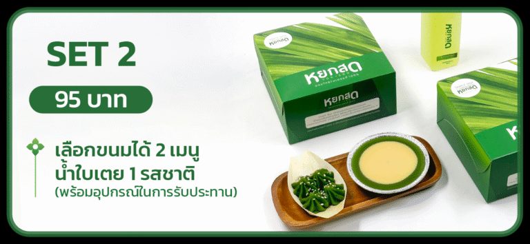 Snack Box Set 2 — 2 Desserts + Pandan-Getränk in 1 Sorte wählen Besteck inklusive